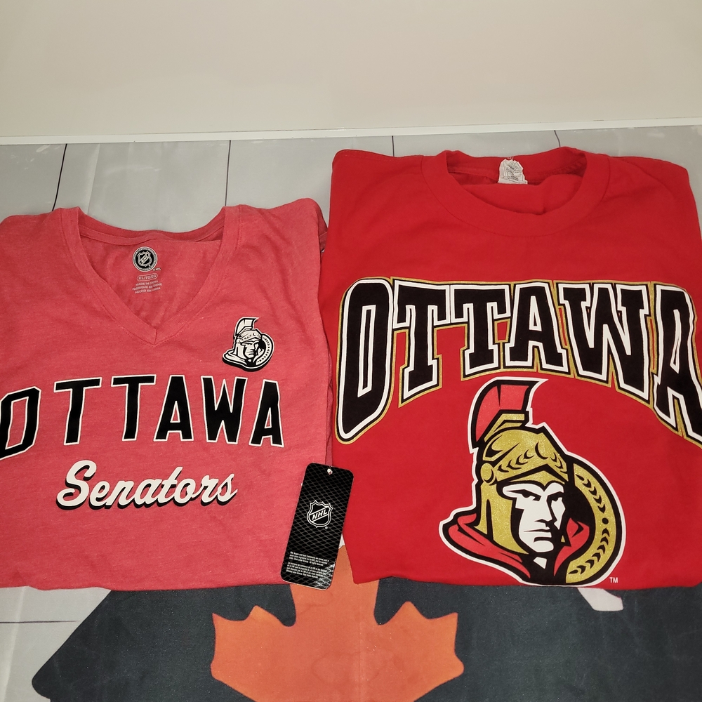Ottawa Senators 2 For 1 Bundle: His&hers Red T-Shirt Set. Large Men/XL Women New